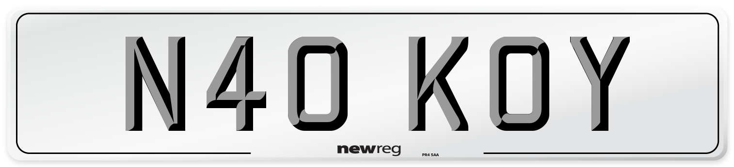 N40 KOY Number Plate from New Reg